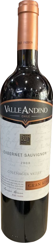 艾迪奧尊貴紅葡萄酒 2015<br>Valle Andino Gran Reserva Cabernet Sauvignon 2015